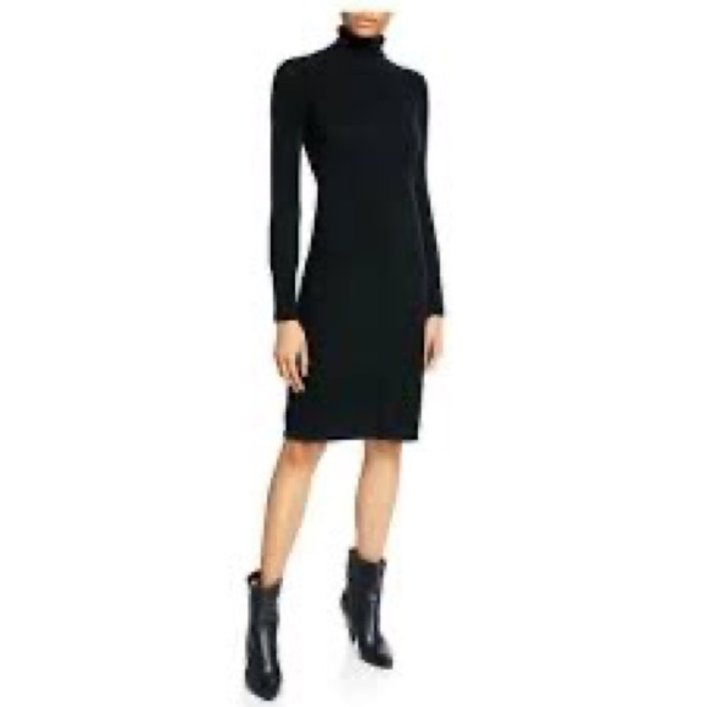 Black 100% cashmere turtleneck sweater dress